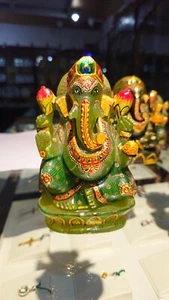 NR Jeweller Handmade Green Aventurine Ganpati Idol – 806g Single Stone Sculpture - Picture 1 of 6