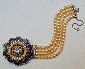 Vintage selten Sterlingsilber Armband mit großem kobaltblauem Verschluss R DeROSA signiert 336k - Bild 1 von 2