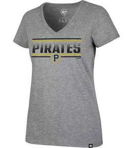 Camiseta para mujer '47 MLB Pittsburgh Pirates gris deslumbramiento rival cuello en V nueva mediana - Imagen 1 de 5