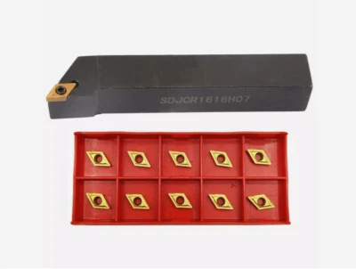 SDJCR1616H07 16x100mm Lathe External Turning Tool Holder 10pcs DCMT070204 insert - Image 1 of 3