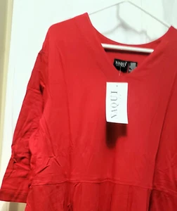 Naqui rot Baumwolle lässig langes Kleid hinten gebunden New Old Stock Größe 3X - Bild 1 von 4