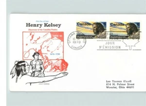 CANADA, Henry Kelsey, Discoverer of Canadian Prairies, 1970 FDC - Picture 1 of 1