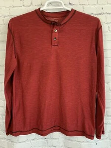 Seven Souls Mens Long Sleeve Embroidered Henley T Shirt Maroon Size Large - Picture 1 of 8