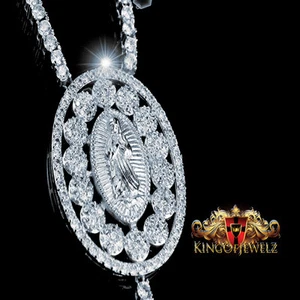 MEN WOMEN DESIGNER ROSARY NECKLACE 14K WHITE GOLD FINISH WHITE LAB DIAMOND 32" - Picture 1 of 7