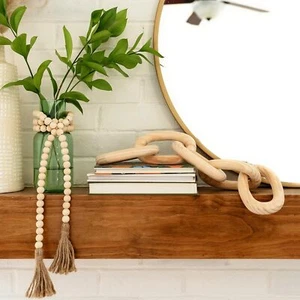Juego decorativo de eslabón de cadena de madera / guirnalda de cuentas | decoración de entrada boho - Imagen 1 de 19