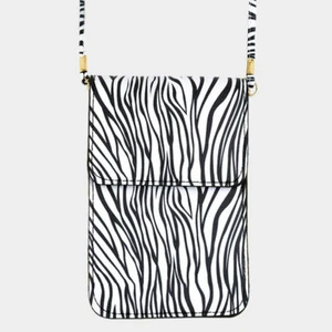 NEW Zebra Stripes Animal Print Crossbody Purse Touch Screen Cell Phone Bag  - Picture 1 of 2
