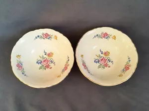 2 Scio Pottery Hazel Rose Design Serving Bowls Gold Trim - Picture 1 of 13