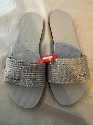 Sandalia Havaianas You Malta para mujer, gris hielo, metálica, mujer talla 9/10 nueva con etiquetas Foto 1 de 4