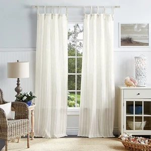 Martha Stewart 84-in White Polyester Semi-sheer Standard Lined Top Tab Curtains - Picture 1 of 6