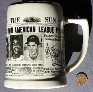 1966 Baltimore Orioles AL Champs Souvenir Stein Brooks & Frank Robinson & Boog + - Bild 1 von 1