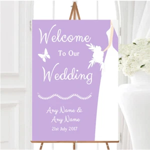 Lilac Bride Personalised Any Wording Welcome To Our Wedding Sign - Picture 1 of 1