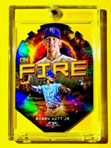 Bobby Witt Jr. RARE ROOKIE CARD TOPPS ON FIRE DIECUT HOLO REFRACTOR FINISH RC - Picture 1 of 6