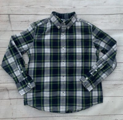 Crewcuts Boys Sz 8 Long Sleeve Green Plaid Button Down Shirt - Image 1 of 4
