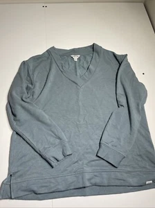Orvis Damen Sweatshirt Übergröße V-Ausschnitt Relaxed Fit, blau, Gr. L - Bild 1 von 8