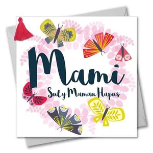 Welsh Mother's Day Card, Sul y Mamau Hapus, Butterfly, Mummy, Tassel Embellished - Picture 1 of 4