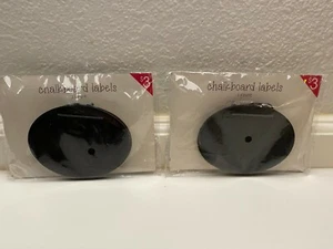 New Set of 6 Oval Mini Black/Blue Hanging Chalkboards Labels Signs - Picture 1 of 4
