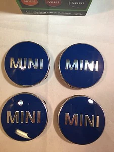 MINI ALLOY WHEEL CENTER BADGE HUB CAP EMBLEM DECAL 2014 ONWARDS DARK BLUE 947 - Picture 1 of 4