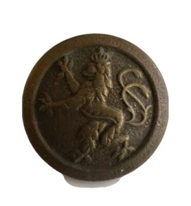 ANTIQUE CROWNED HERALDIC LION BUTTON 1914/18 D=20mm LOT 1 - Picture 1 of 3