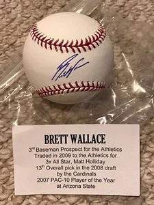 BRETT WALLACE SAN DIEGO PADRES FIRMADO RAWLINGS OMLB BÉISBOL TRISTAR CERTIFICADO DE AUTENTICIDAD - Imagen 1 de 4