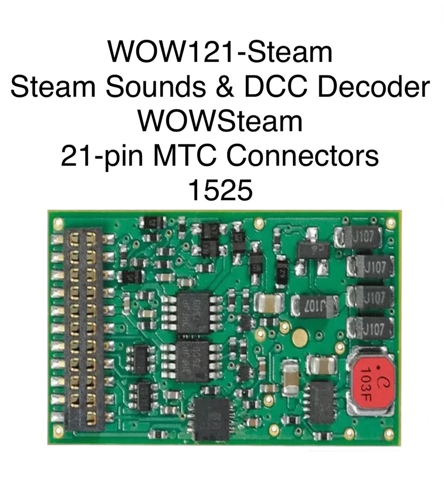 TCS 1525 WOW121-Steam HO Scale MTC 21 Pin WOWSteam  Sound Decoder Version 4.6 - Image 1 of 2