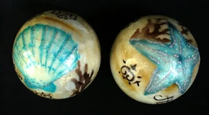 2~New~4"~Starfish~Scallop~BEACH~Natural~CAPIZ~Orb~BALL~Seahorse~SPHERE~Coastal - Picture 1 of 22