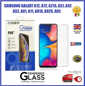 Samsung Galaxy A12/A72/A21S/A31/A42/A32/A52Clear Tempered Glass Screen Protector - Picture 1 of 3