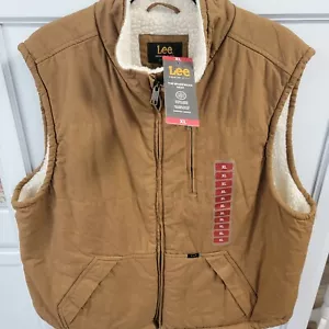 LEE Workwear Sherpa Lined Vest Full Zip Durable Canvas Men's Sz XL Tobacco NWT - Picture 1 of 16