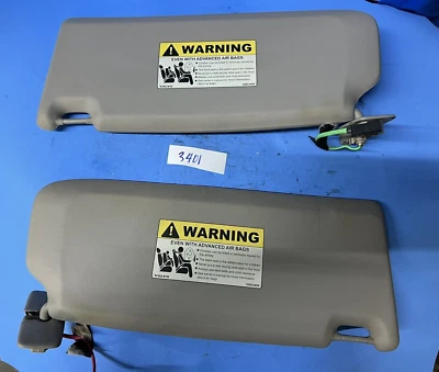 2004-2006 VOLVO S40 FRONT LEFT & RIGHT GRAY SUN VISOR W/ MIRROR LIGHT SET OEM - Image 1 of 4