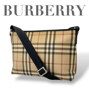 vintage Burberry plaid Nova Check belt logo PVC leather shoulder/ crossbody bag - Picture 1 of 12