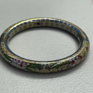 Vintage Antik Chinesisch Cloisonné Scharnier Messing Klemm Armband Emaille - Bild 1 von 6