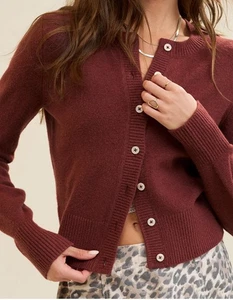 Aerie weichste klassische Strickjacke rostfarben Größe XL 59,95 $ - neu mit Etikett - Bild 1 von 7