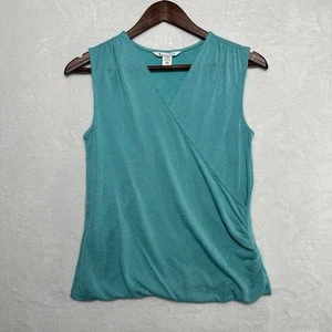 Athleta Breezy Wrap Tank Top Turquoise Blue Lightweight V-Neck Size XXS 2XS - Picture 1 of 11