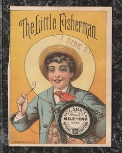 Tarjeta comercial victoriana The Little Fisherman usa hilo de extremo de milla de Clark 4,5 x 3,5 - Imagen 1 de 2