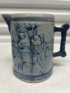 Antiker blau & grauer Krug aus salzglasiertem Steinzeug (1800er Jahre) | Kobalt Provenienz - Bild 1 von 5