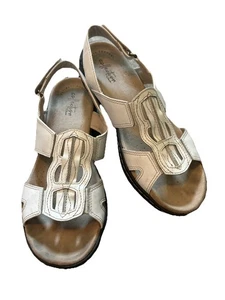 Clarks weiße Leder-Sandalen Fersenriemen offene Zehenpartie Komfort Größe 8,5 M - Bild 1 von 8