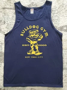 Bulldog Gym New York City Navy Blue / Vintage Gold Bodybuilding Sleeveless Shirt - Bild 1 von 3