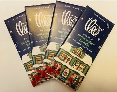 Cascanueces Theo 55 % chocolate negro quebradizo 2,8 OZ LOTE DE 4 BARRAS ECOLÓGICAS DE COMERCIO JUSTO Foto 1 de 2