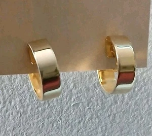 Ladies Monet Earrings Gold Plated Wide Hoop - Clip-ons Vintage 1980's Signed - Picture 1 of 15