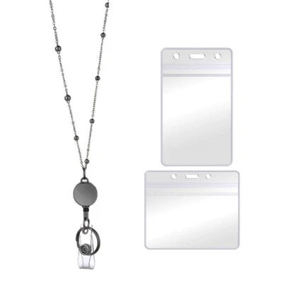 Carretes de insignia retráctiles tarjeta de identificación llavero mosquetón correa para el cuello cordón de transporte l Foto 1 de 4