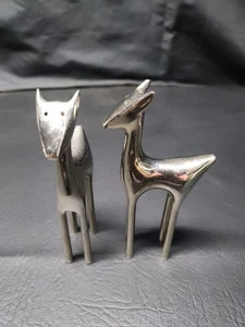 2er Set Vintage Silber Reh Hirsch Statuen MCM - schwer 5 cm  - Bild 1 von 11