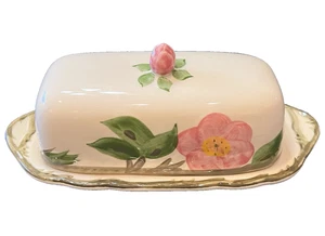 Schöne Vintage FRANZISKANER Wüstenrose bedeckt Butterdose Rosenfinale Top - Bild 1 von 5
