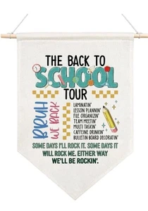 Zurück zur Schule Tour Leinwand hängende Wimpel Flagge Lehrer Schüler Klassenzimmer Dekor  - Bild 1 von 2