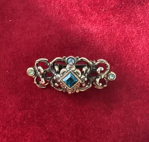 Alte Brosche Metall vergoldet Strass Ref J299 - Bild 1 von 3