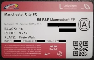 original Sammler VIP Ticket UCL 22/2/2023 RB Leipzig vs Manchester City - Bild 1 von 2