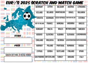 A3 Women's Euro's 2025 Football Scratchcard Game Guess The Team Name 50 Players - Picture 1 of 2