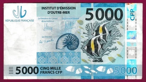 FRENCH PACIFIC TERRITORIES 5000 Francs - 2014 - P7 - Blue banknote with fish Cover
