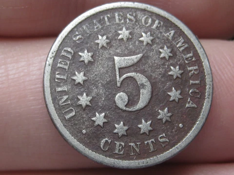 1872 Shield Nickel 5 Cent Piece- VG Reverse Details, DDO, Double Die Obverse Cover