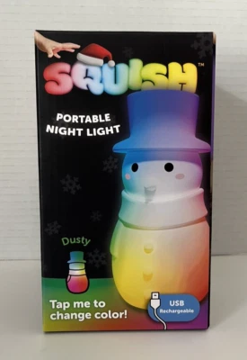 Squish Snowman LED Multi-Color Portable Night Light USB Rechargeable Silicone - Image 1 of 4