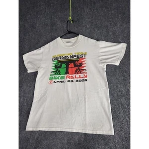 Vintage Jerzees Germanfest Bike Rally Graphic Tee White T-Shirt Men Sz M 2005 - Picture 1 of 9