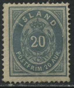 Iceland 1898 20 aurar blue mint o.g. hinged - Picture 1 of 1